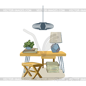 Interior design sketch flat. Modern elements livin - vector image