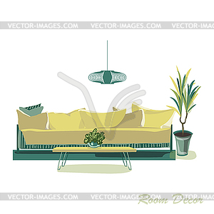 Interior design . Modern yellow living room trendy s - vector clipart