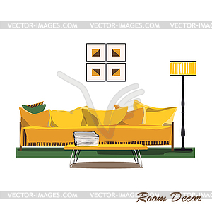 Interior design . Modern yellow living room trendy s - vector image