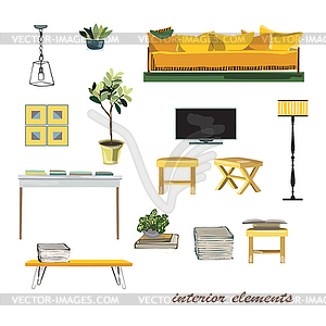 Interior design elements . furniture collection. Pas - vector image