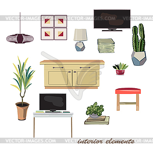 Interior design elements . furniture collection. Pas - vector clipart