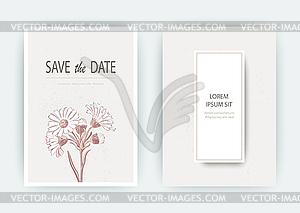 Card with flowers Calendula, Chrysanthemum, - vector image