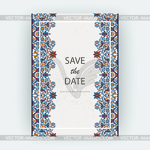 Arabesque floral decoration print, border design - vector image