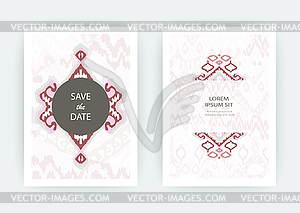 Set card ethnic bohemian arabesque pattern. Zigzag - vector clipart