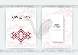 Set card ethnic bohemian arabesque pattern. Zigzag - vector image