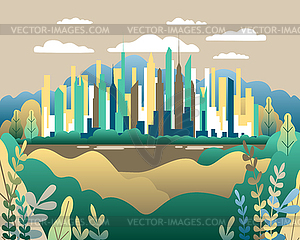 City landscape flat. Design urban in simple - vector image