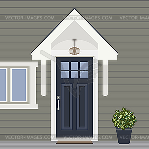 Конструкция лицевой стороны двери дома в плоском стиле, b - векторный клипарт / векторное изображение