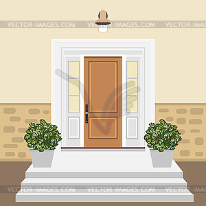 Конструкция лицевой стороны двери дома в плоском стиле, b - клипарт в векторе