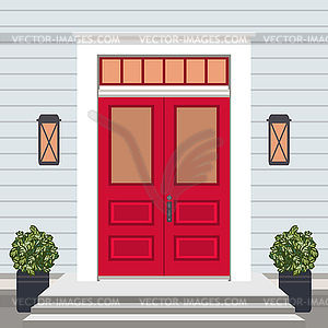 House door front with doorstep and steps porch Vector Image