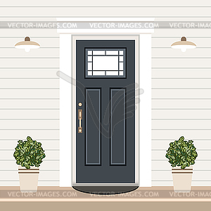 House door front with doorstep and mat steps Vector Image