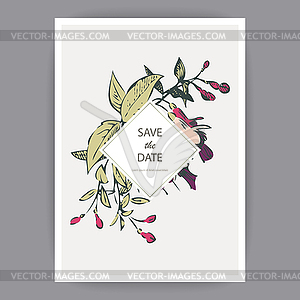 Botanical wedding invitation card template design, - vector clipart