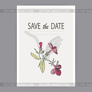 Botanical wedding invitation card template design, - vector clipart