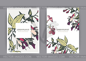 Botanical wedding invitation card template design, - vector image