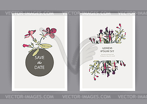 Botanical wedding invitation card template design, - vector clip art