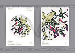 Botanical wedding invitation card template design, - vector clip art