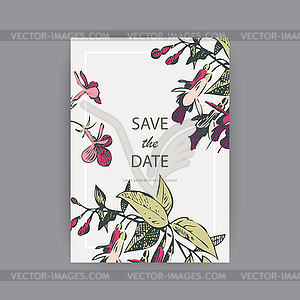 Ботанический дизайн свадебного приглашения, - векторный дизайн