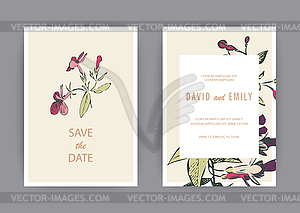 Botanical wedding invitation card template design, - vector image