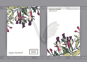 Botanical wedding invitation card template design, - vector clipart