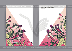Botanical wedding invitation card template design, - vector image