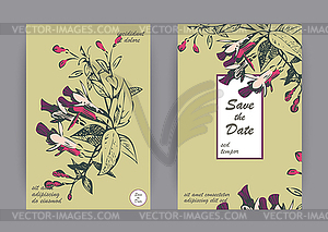 Botanical wedding invitation card template design, - vector clip art