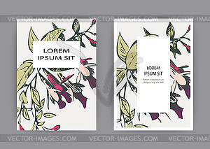 Botanical wedding invitation card template design, - vector clip art