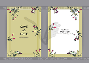 Botanical wedding invitation card template design, - vector clipart