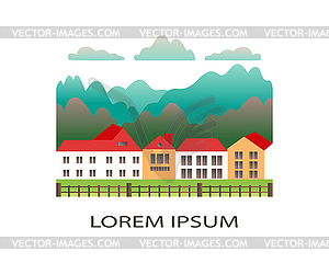 Rural valley Farm countryside . Vill - vector clipart