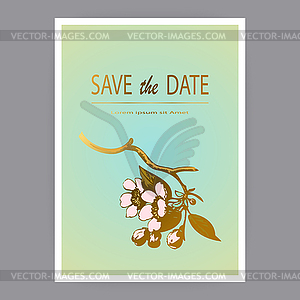 Ботанический дизайн свадебного приглашения, - клипарт в формате EPS
