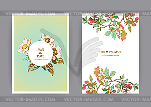 Botanical wedding invitation card template design, - vector image