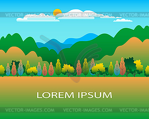 Hills and mountains landscape in flat style - vector clipart