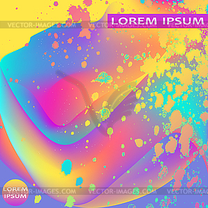 Neon fluid paint splatter artistic template - vector clipart