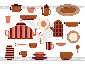 Collection of kitchenware and cookware set of - vector image