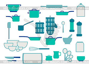 Collection of glassware kitchenware and cookware se - vector clipart