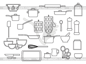 Collection of glassware kitchenware and cookware se - vector image