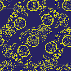 Seamless pattern of figs, design lines abstract - vector image