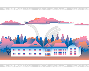 Rural valley Farm countryside . Vill - vector image