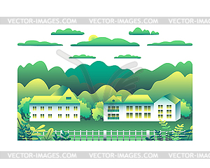 City landscape in flat style design - vector clip art