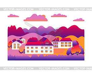 City landscape in flat style design - vector clip art