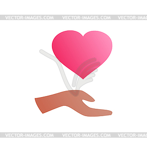 Hands hold red heart symbol icon graphic design, - royalty-free vector image