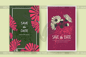Chrysanthemum flowers greeting card, artistic - vector image