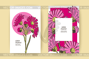 Chrysanthemum flowers greeting card, artistic - vector clip art