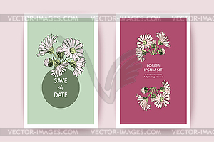 Chrysanthemum flowers greeting card, artistic - vector clipart