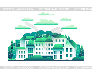 City landscape in flat style design - vector clip art