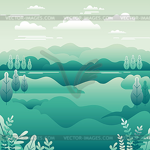 Hills landscape in flat style design. Valley with - vector image