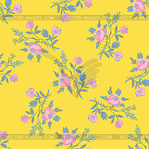 Flowers roses, leaves seamless pattern abstract - vector clip art