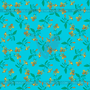 Branches with flowers drawing, bloom in yellow - vector clipart