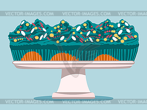 Cartoon birthday cake with colorful shavings and - vector image