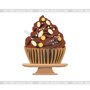 Cartoon chocolate cupcake with colorful shavings an - vector clipart