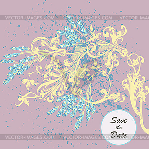 Lavender flowers on pink, abstract floral pattern - vector clip art