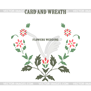 Minimalist wedding invitation floral card. Simple - vector image